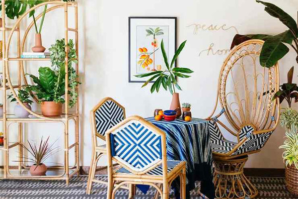 A wicker rattan armchair