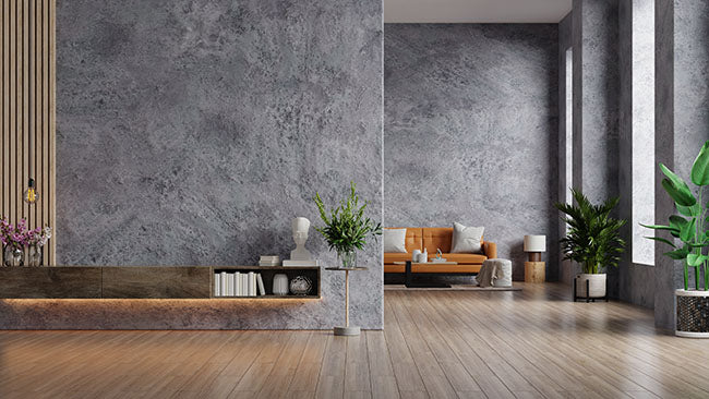 Leather sofa and a wooden table in living room - ZenQ Designs
